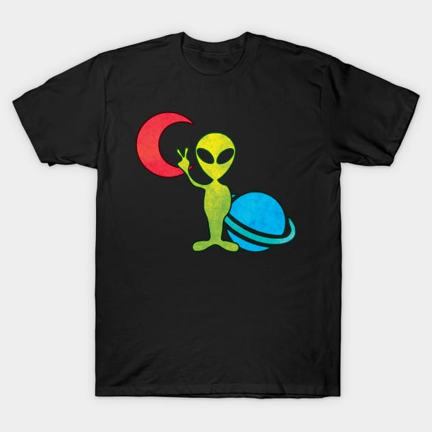 Alien in Outer Space T-Shirt by Kelly Louise Art